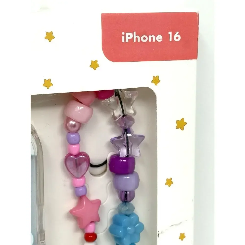 Care Bears Skinny Dip iPhone 16 Hard Case Cover Beaded Strap Glitter Shimmer